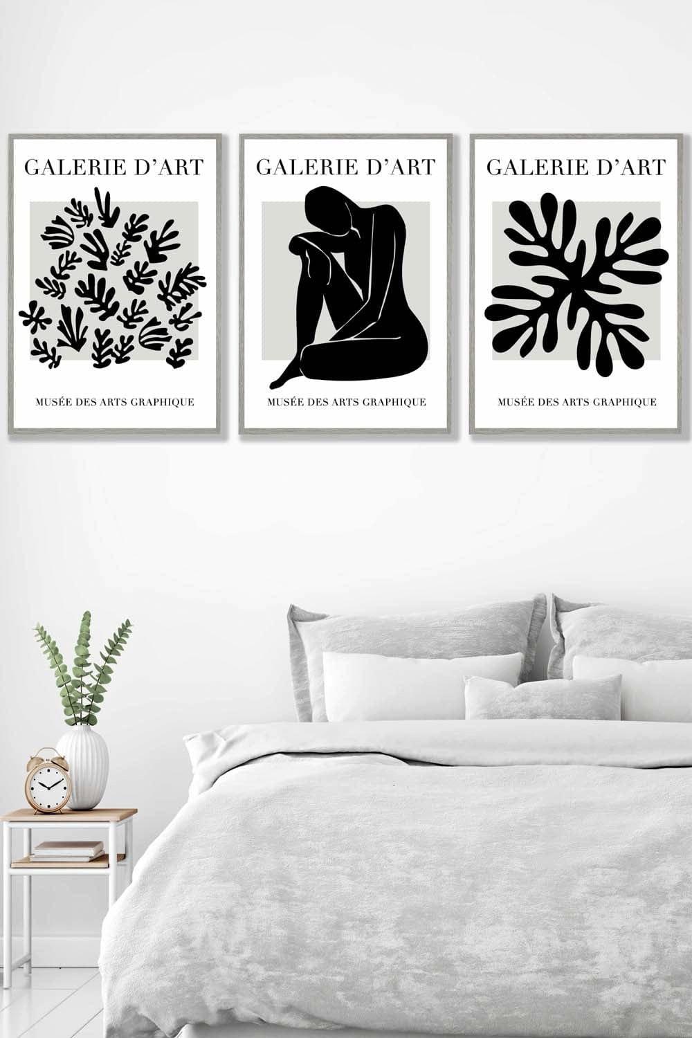 Matisse Floral and Nude in Black and Beige Framed Wall Art - Large